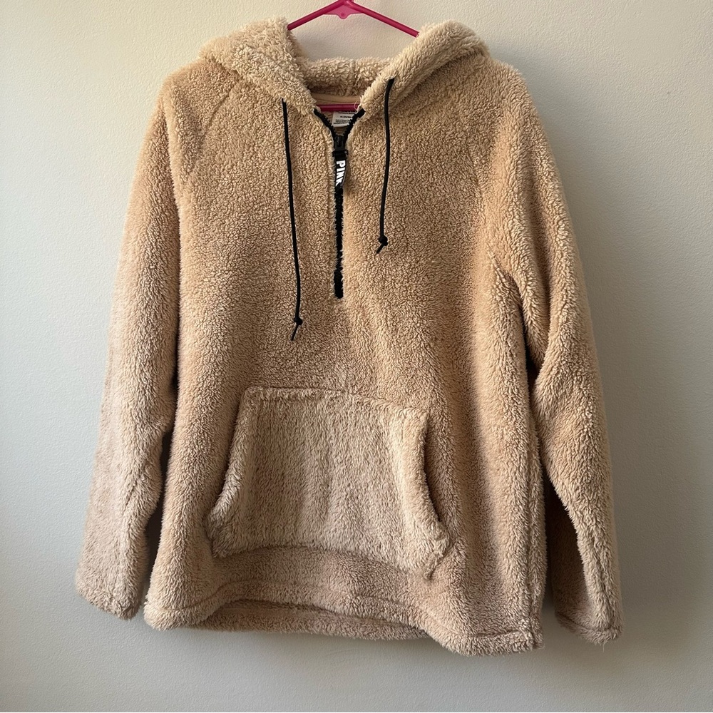 PINK Sherpa Quarter Zip Hoodie | Dusty Pink | Women’s Size M